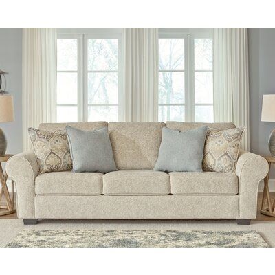 Red Barrel Studio® 102_ Round Arm Sofa in Brown White _ 40 H x 102 W x 41 D in _ Wayfair