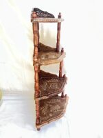 Handcrafted Wooden Inlay Corner Shelf - Image 6
