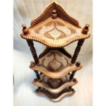Handcrafted Wooden Inlay Corner Shelf