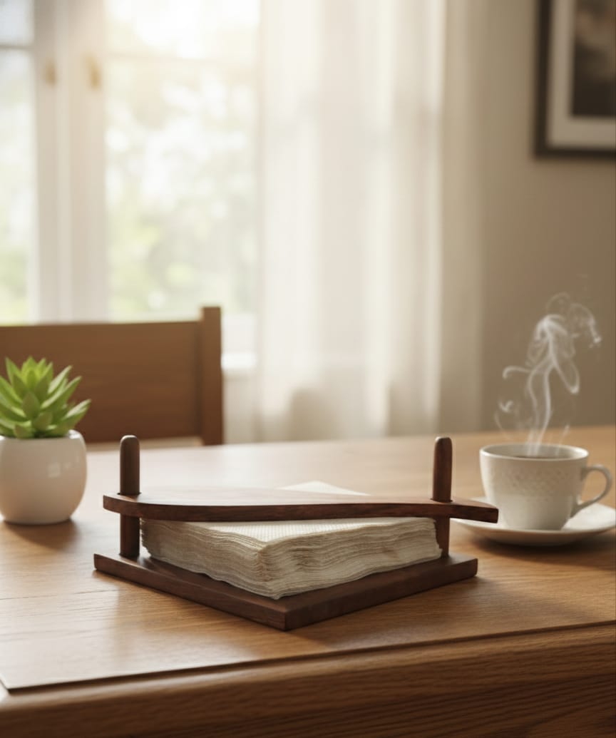 WhatsApp Image 2026-04-02 at 4.31.23 PM(1) Handcrafted Sheesham Wood Napkin & Tissue Paper Holder - Image 1