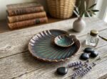 Ceramic Shell Serving Platter with Dip Dish