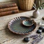 Ceramic Shell Serving Platter with Dip Dish