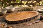 Handcrafted Oval Mango Wood Bark Platter