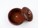 Handcrafted Round Ribbed Wooden Roti Box / Casserole - Image 4
