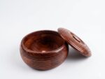 Handcrafted Round Ribbed Wooden Roti Box / Casserole - Image 5