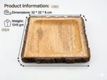 Handcrafted Square Mango Wood Bark Platter - Image 2