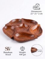 Handcrafted Sheesham Wood Floral Serving Platter - Image 5