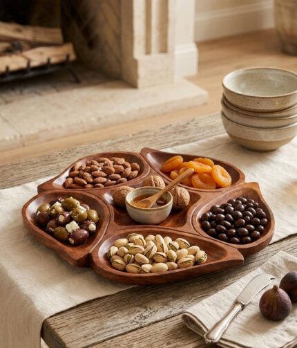 Handcrafted Sheesham Wood Floral Serving Platter