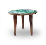Handcrafted Mango Wood Side Table with Printed Enamel Top - Image 6