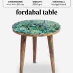 Handcrafted Mango Wood Side Table with Printed Enamel Top