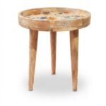 Handcrafted Mango Wood Enamel Tray Table