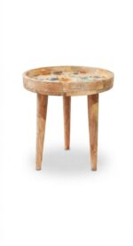 Handcrafted Mango Wood Enamel Tray Table