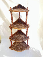 Handcrafted Wooden Inlay Corner Shelf - Image 3
