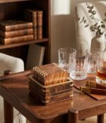 Apex Brass Corner Wooden Coasters - Image 2