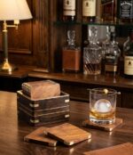 Apex Brass Corner Wooden Coasters