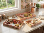 Pink Mahal Peacock Printed Nesting Trays - Image 4
