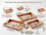 Pink Mahal Peacock Printed Nesting Trays - Image 7