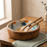 Floral Dynasty Mango Wood Salad Set