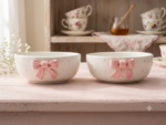 Pink Ribbon Ceramic Bowls