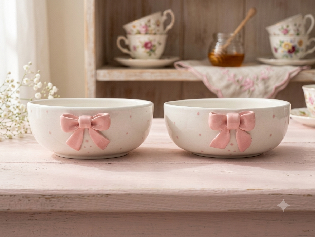 Gemini_Generated_Image_tsblmrtsblmrtsbl Pink Ribbon Ceramic Bowls - Image 1